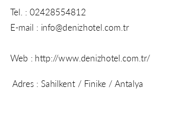Deniz Hotel Finike iletiim bilgileri